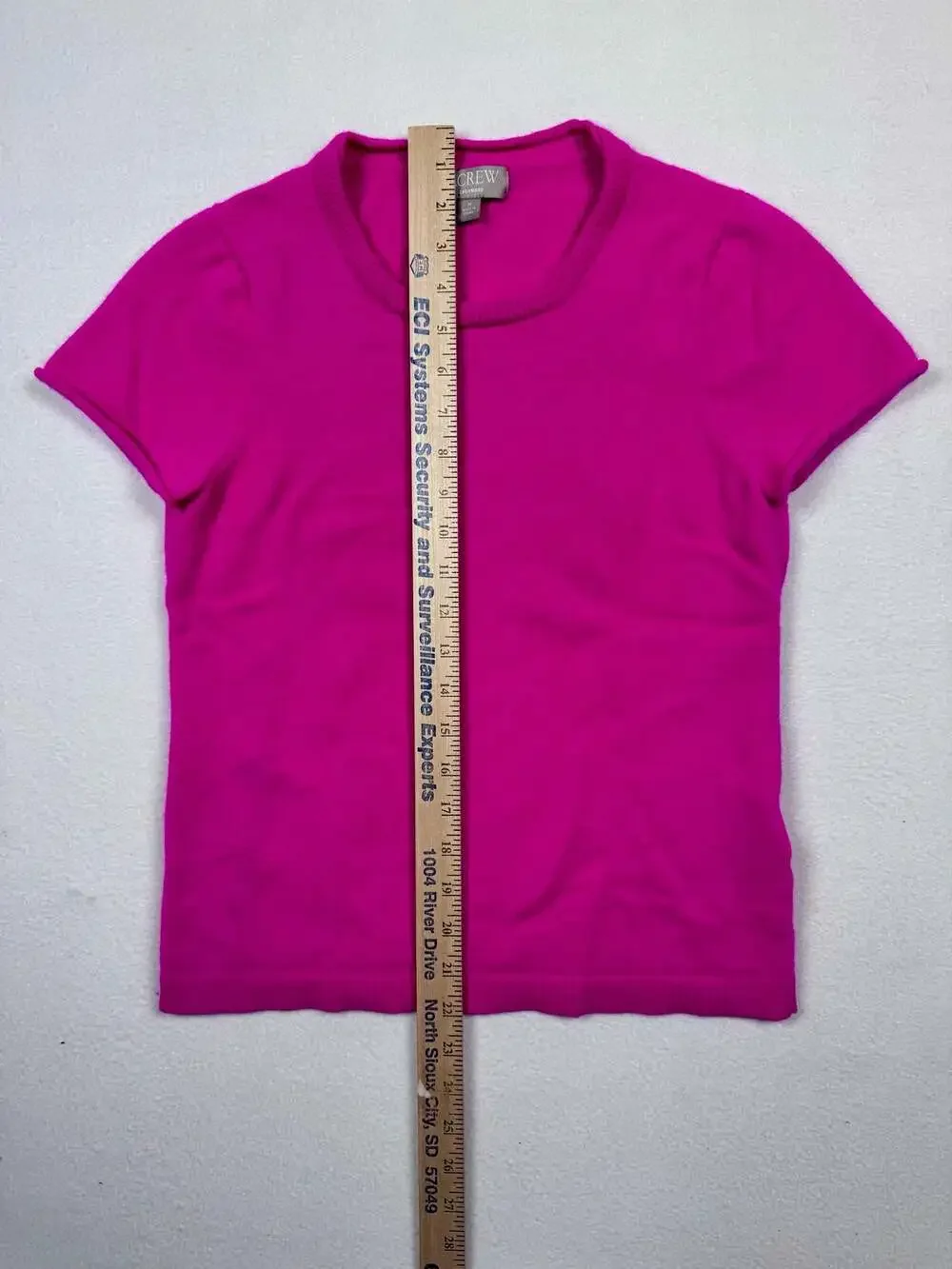 J.Crew Women's Hot Pink Short Sleeve Cashmere Knit Crew Neck Sweater